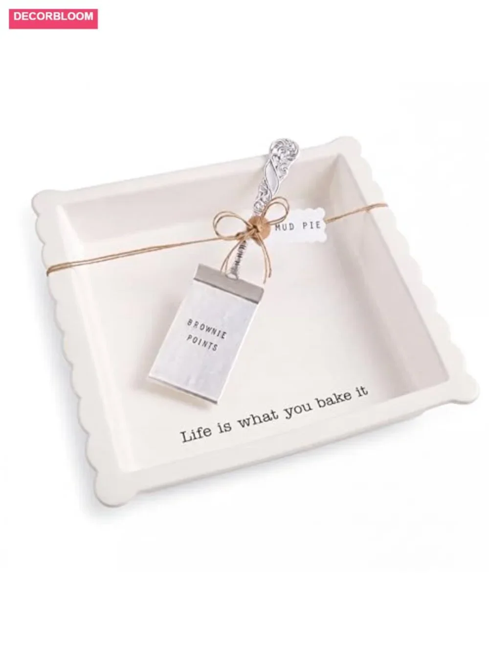 Ceramic Brownie Pan Set with Silverplate Server, Oven Safe